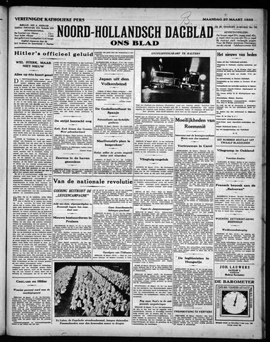 Noord-Hollandsch Dagblad : ons blad 1933-03-27