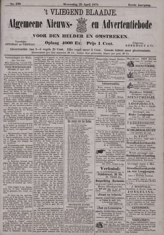 Vliegend blaadje : nieuws- en advertentiebode voor Den Helder 1875-04-28