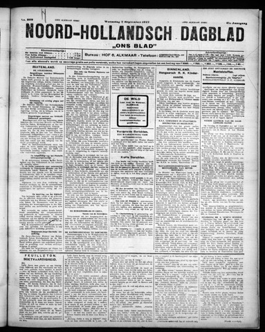 Noord-Hollandsch Dagblad : ons blad 1927-09-07