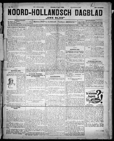 Noord-Hollandsch Dagblad : ons blad 1929