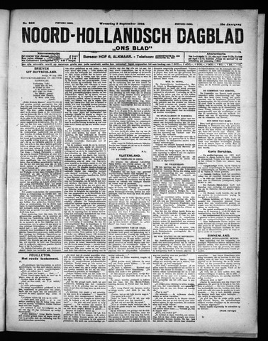 Noord-Hollandsch Dagblad : ons blad 1924-09-03