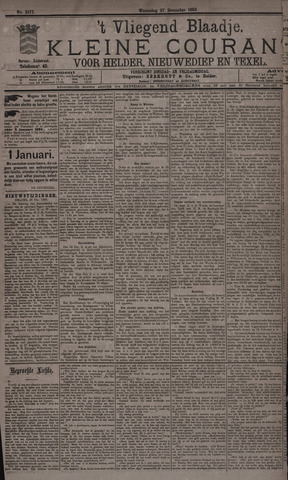 Vliegend blaadje : nieuws- en advertentiebode voor Den Helder 1893-12-27