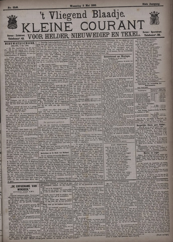 Vliegend blaadje : nieuws- en advertentiebode voor Den Helder 1893-05-03