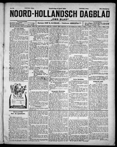 Noord-Hollandsch Dagblad : ons blad 1925-04-09