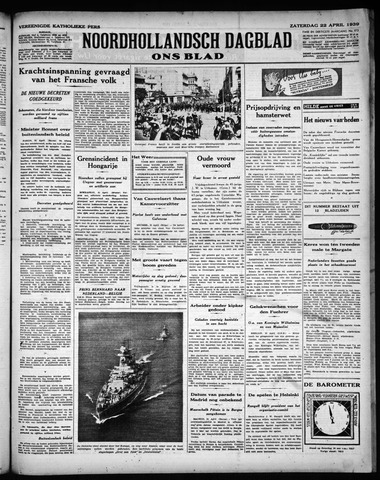 Noord-Hollandsch Dagblad : ons blad 1939-04-22