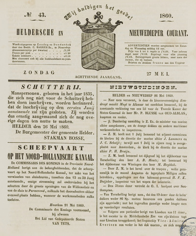 Heldersche en Nieuwedieper Courant 1860-05-27