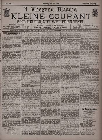 Vliegend blaadje : nieuws- en advertentiebode voor Den Helder 1886-06-16