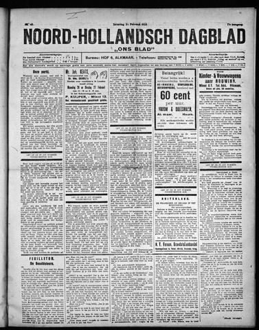 Noord-Hollandsch Dagblad : ons blad 1923-02-24