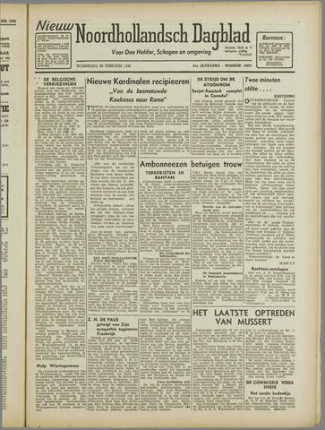 Nieuw Noordhollandsch Dagblad, editie Schagen 1946-02-20