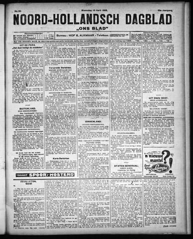 Noord-Hollandsch Dagblad : ons blad 1929-04-10