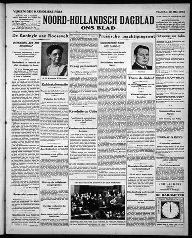 Noord-Hollandsch Dagblad : ons blad 1933-05-19