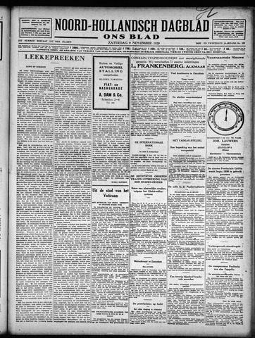 Noord-Hollandsch Dagblad : ons blad 1929-11-09