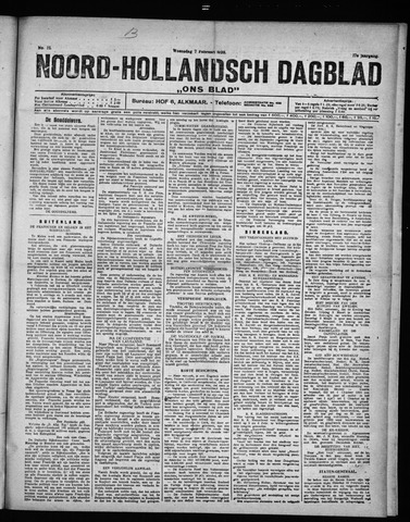 Noord-Hollandsch Dagblad : ons blad 1923-02-07