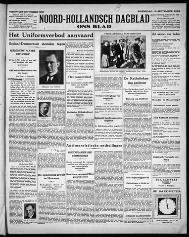 Noord-Hollandsch Dagblad : ons blad 1933-09-13