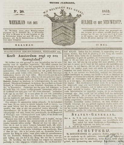 Weekblad van Den Helder en het Nieuwediep 1852-05-10