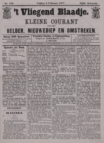 Vliegend blaadje : nieuws- en advertentiebode voor Den Helder 1877-02-09