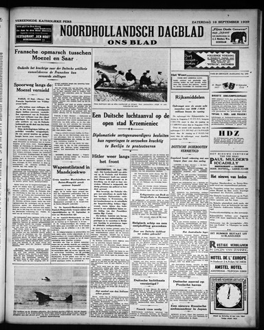 Noord-Hollandsch Dagblad : ons blad 1939-09-16