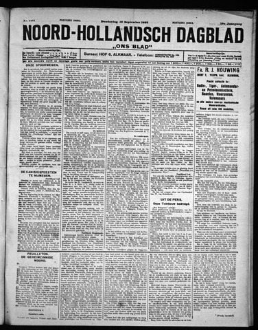 Noord-Hollandsch Dagblad : ons blad 1925-09-10