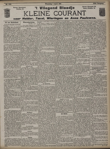 Vliegend blaadje : nieuws- en advertentiebode voor Den Helder 1909-04-07