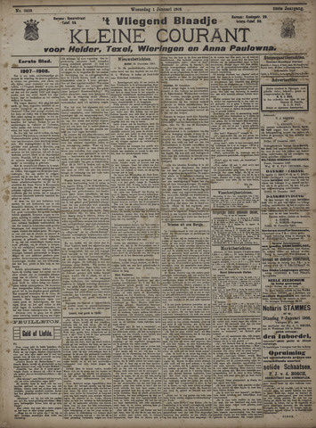Vliegend blaadje : nieuws- en advertentiebode voor Den Helder 1908