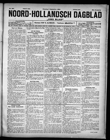 Noord-Hollandsch Dagblad : ons blad 1924-09-02