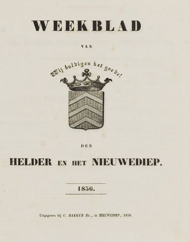 Weekblad van Den Helder en het Nieuwediep 1856