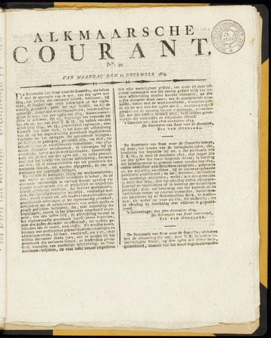 Alkmaarsche Courant 1814-12-12