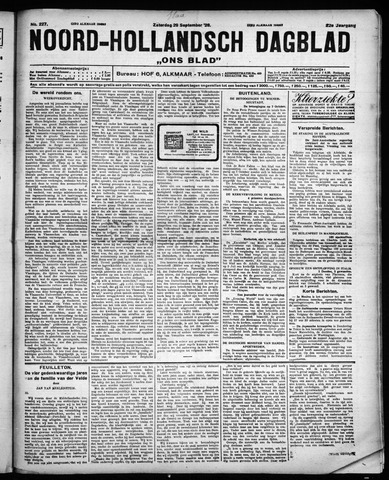 Noord-Hollandsch Dagblad : ons blad 1928-09-29