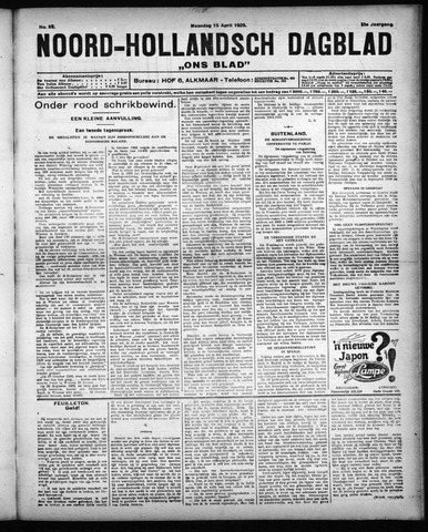 Noord-Hollandsch Dagblad : ons blad 1929-04-15