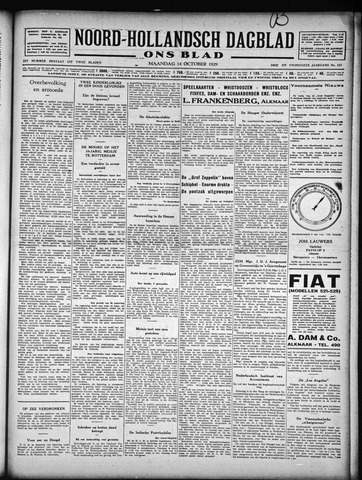 Noord-Hollandsch Dagblad : ons blad 1929-10-14