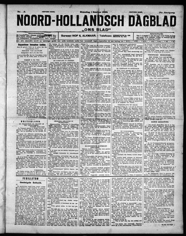 Noord-Hollandsch Dagblad : ons blad 1923-10-01