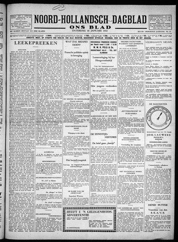 Noord-Hollandsch Dagblad : ons blad 1932-01-16