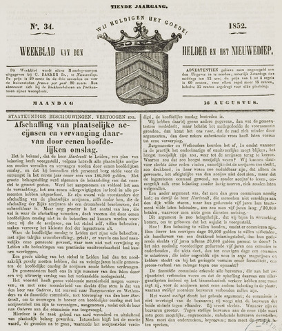 Weekblad van Den Helder en het Nieuwediep 1852-08-16