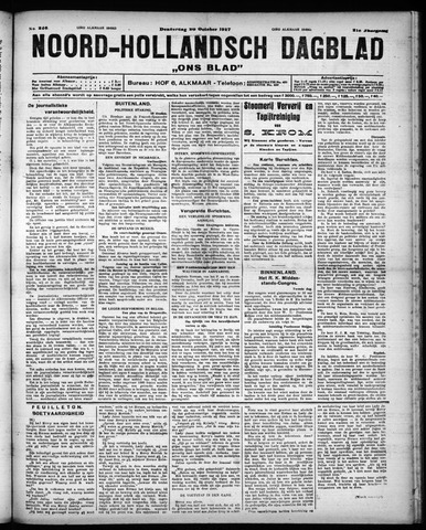 Noord-Hollandsch Dagblad : ons blad 1927-10-20
