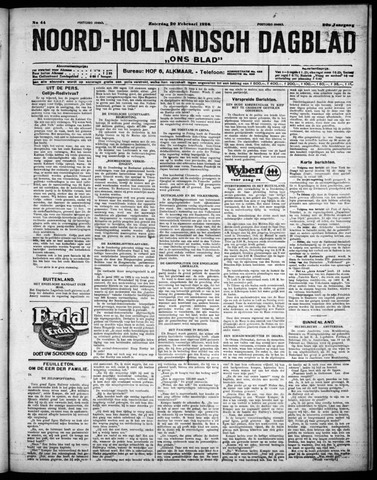Noord-Hollandsch Dagblad : ons blad 1926-02-20