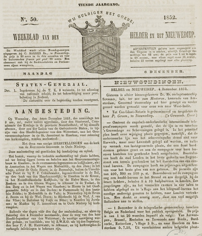 Weekblad van Den Helder en het Nieuwediep 1852-12-06