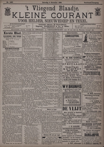 Vliegend blaadje : nieuws- en advertentiebode voor Den Helder 1886-12-04