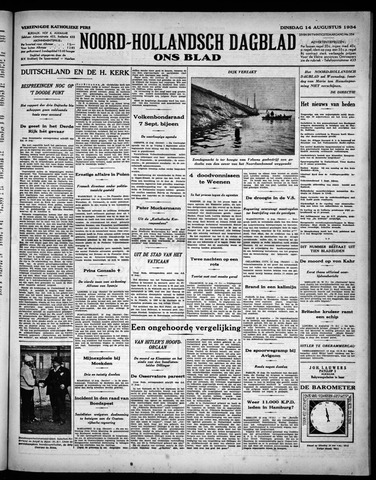 Noord-Hollandsch Dagblad : ons blad 1934-08-14