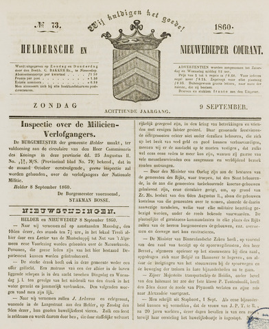 Heldersche en Nieuwedieper Courant 1860-09-09