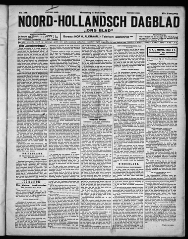 Noord-Hollandsch Dagblad : ons blad 1923-07-04