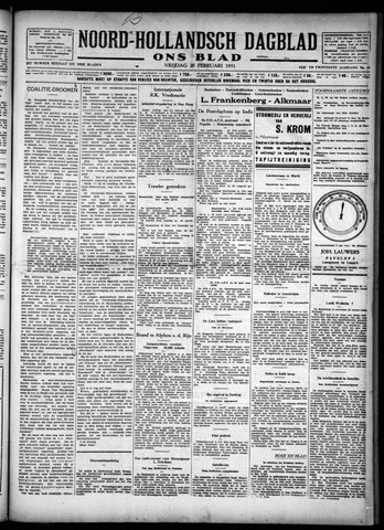 Noord-Hollandsch Dagblad : ons blad 1931-02-20
