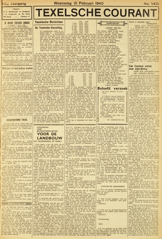 Texelsche Courant 1940-02-21