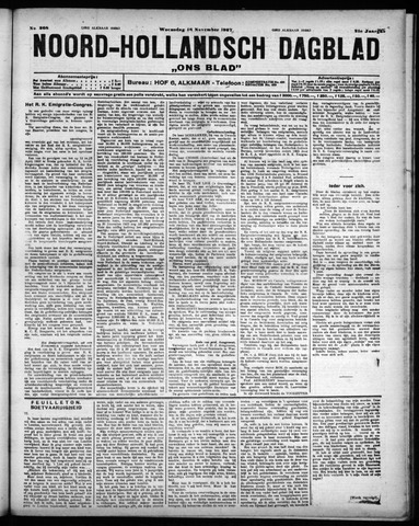 Noord-Hollandsch Dagblad : ons blad 1927-11-16