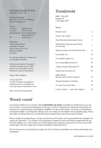 Toendertoid: Stichting Waarland van toen 2019-11-01