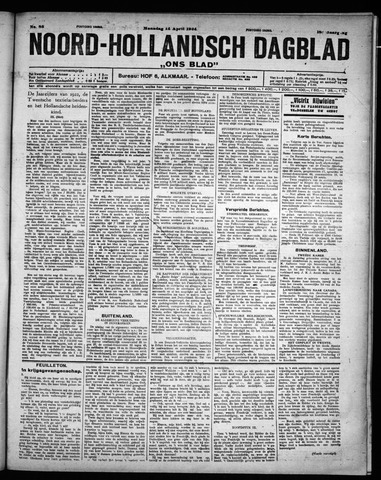 Noord-Hollandsch Dagblad : ons blad 1924-04-14