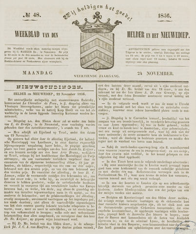 Weekblad van Den Helder en het Nieuwediep 1856-11-24