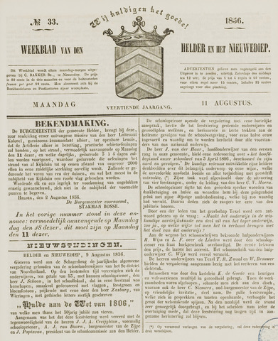 Weekblad van Den Helder en het Nieuwediep 1856-08-11