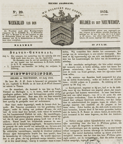 Weekblad van Den Helder en het Nieuwediep 1852-07-12
