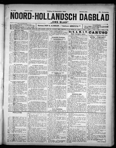 Noord-Hollandsch Dagblad : ons blad 1924-09-19