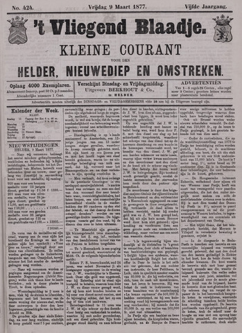 Vliegend blaadje : nieuws- en advertentiebode voor Den Helder 1877-03-09